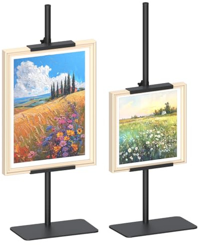 Mondazie Adjustable Tabletop Easel Stand for Picture Frame — Heavy Metal Table Top Sign Holder for Display Up to 25’’ H, Art Poster Rack for Home Office Galleries, 1PCS, Black