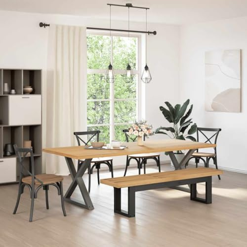 Generico Panca Pranzo NOAIN Gambe a Forma U 180x40x45 cm Legno Massello,Panche,Panche per Cucina e Sala da pranzo-4100050