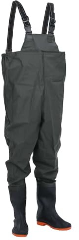 Costume da pescatore, con stivali, verde scuro, taglia 42, per uomini e donne