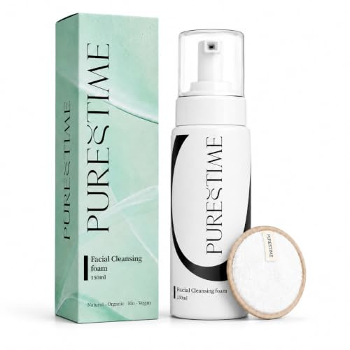 PURESTIME Espuma Limpiadora Facial PIEL SENSIBLE. Centella Asiatica. Disco Reutilizable Incluido–Limpieza Hidratante Facial y Profunda sin tirantez, ni sequeda-TEST. DERMATOLÓGICAMENTE–Hecho en España