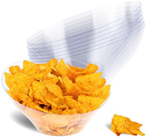 Stock Your Home 54oz Clear Plastic Serving Bowls (6 Pack) – Disposable Large Snack & Candy Bowls for Parties, Buffet, Chips, Popcorn & Salad Bar