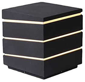 Lanterna a Colonna Quadrata per Esterni, Impermeabile, con Personalità, in Acciaio Inossidabile, con Luci da Tetto, Palo Nero, Luce da Pavimento Antipioggia, Luci Creative a Colonna