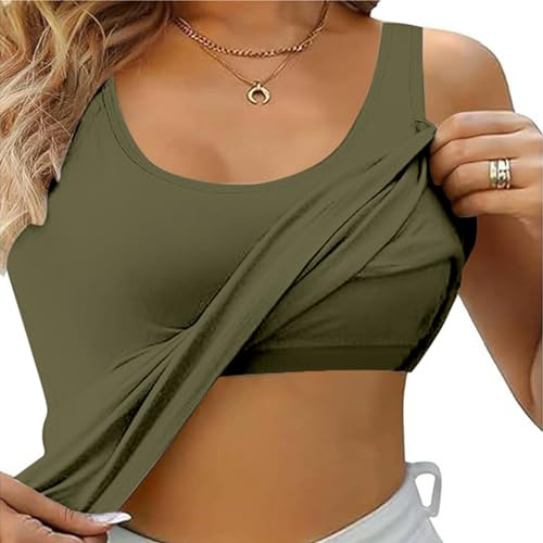 Top Débardeur Femme avec Soutien-Gorge Intégré Rembourré, Top Camisole Body Débardeur Gainant Rembourré avec Soutien-Gorge Intégré Réglable Bretelles Fines Spaghetti, T-Shirt Tank pour Yoga Femme