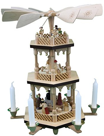Piramide natalizia dei Monti Metalliferi Richard Glaser Seiffen Piramide natalizia a 2 piani, colore naturale, 13721