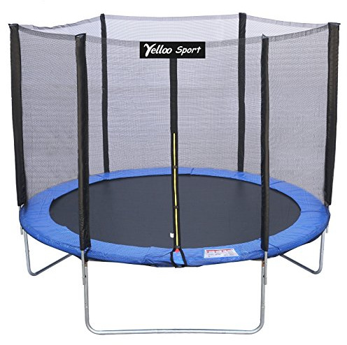 Yelloo Sport Trampolin elastisch Durchmesser 245 cm blau für den Garten für Kinder - CE TÜV GS - Sprungmatte für Haus und Garten