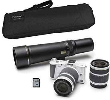 Kodak s-1 Fotocamera ibrida - Video Full HD - 16mp cmos - Wi-Fi - Bianco + 3 ottiche + 2 custodie + Scheda di memoria 16 GB