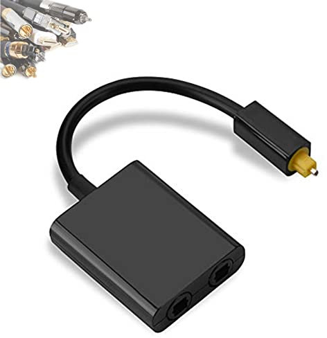 Toslink - Adattatore sdoppiatore digitale a doppia porta per cavi audio in fibra ottica (1 ingresso, 2 uscite) Nero