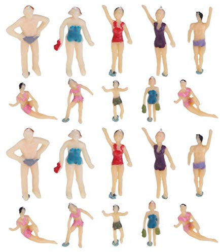Milisten 20 Pcs Miniature Swimsuit Figures for Diorama - 1:75 & 1:100 Scale Colored Swimming People Models - Tiny Summer Beach Scene Layout Accessories