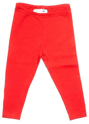 Leela Cotton Legging long en coton bio pour bébé fille garçon 2051 Taille : 74 à 128 cm - Rouge - 98/104 cm
