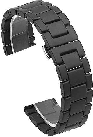 Kai Tian 20mm 22mm Schwarz matt poliertes zweifarbiges Keramikarmband (22mm, Mattschwarz)