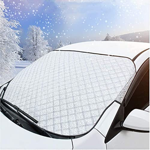 OrgeMaan Frontscheibenabdeckung, Auto Scheibenabdeckung Windschutzscheibe Abdeckung Faltbare Frontscheibe Abdeckplane gegen Schnee, Frost, EIS, Sonne, Staub (145×100cm)