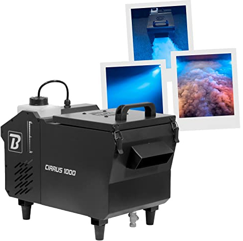 BoomToneDJ, CIRRUS 1000, machine à fumée lourde à base d'eau, télécommande inclue 1000 W, idéale pour les mariages, anniversaires et tout autres évènements professionnels, ne nécessite pas de glace