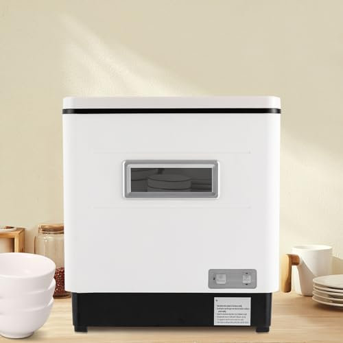 Mini lave-vaisselle, 1500 W, en acier inoxydable, portable, entièrement automatique, stérilisation à haute température, blanc.