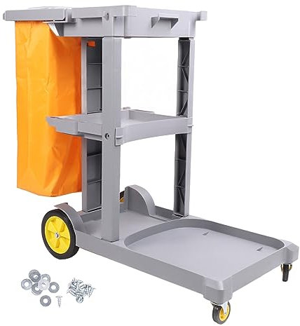 Carro de Limpieza Profesional Tecnología de Limpieza Carro de Limpieza de 3 Niveles Carro de Limpieza de Plástico para Limpieza de Hoteles, Restaurantes y Edificios