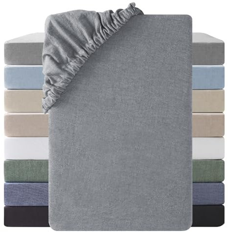 SOULFUL Spannbettlaken 160x200cm, 100% Gewaschene Baumwolle Bettlaken Spannbetttuch bis 25cm Matratzenhöhe, Atmungsaktiv mit Leinenartigem Griff, öKotex Zertifiziert- Dunkelgrau