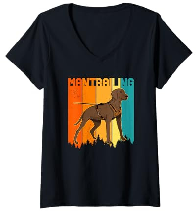 Womens Mantrailing mantrailer hunting breeding dog cute pet breeder V-Neck T-Shirt