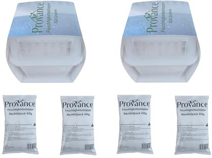 Lot de 2 à 12 boîtes de déshumidificateurs XL avec 2 x 450 g de granulés (2 boîtes plus 4 x 450 g de granulés)