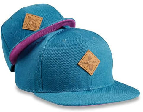 Soulbuddy Eltern Kind Partnerlook Caps – Familien Outfit Erwachsene und Kinder – Papa Geschenk – Partnerlook Familie – Petrol-Lila – One Size Erwachsene + Kids L