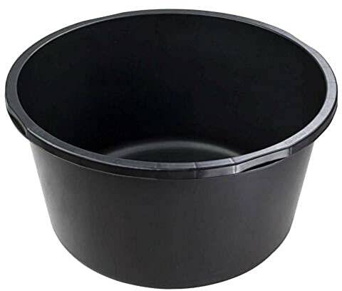 KLASEBO Kunststoffkübel rund 65 Liter Mörtelkasten für Garten und Baustelle, schwarzer Mörtel-Kübel, runde Beton-Wanne, Mörtelwanne, Maurerkübel, Maurerkübel Rund, Baueimer
