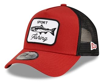 New Era Pez Gorra de Camionero Pescar Pesca Deportiva Ajustable Snapback Sombrero Malla Negro Rojo