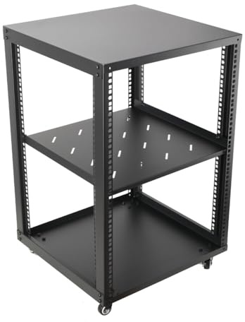 Lfhelper Computer & Server Racks, 15 U Server Network Rack Cabinets, Heavy Duty 500 lbs Capacity, Mobile Stand with Castors for Data Storage and Equipment Organization