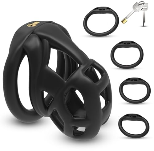 BDSMYOU 7.0 Gabbia per Pene Cobra Chastity Cage Sex Toys,Gabbia di Castità in Resina 3D per Uomo,con Lucchetto Invisibile e 4 Anelli per Testicoli,BDSM Bondage Sexytoysys Uomo (M)