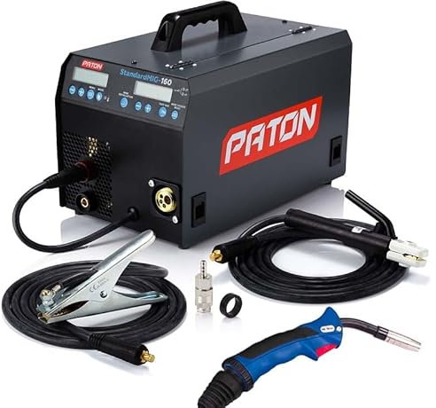 PATON StandardMIG-160 160A Saldatrice inverter professionale 3 in 1 per MIG/MAG, elettrodo (MMA) e Lift TIG, 230V – Digitale per uso professionale