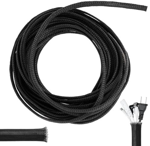 ZephyrCraft Gaine Protection Câbles 4m (8mm) - Résistant Feu 600°C - Protège Câble Animaux (Chiens/Chats) - Gaine Câble Maison/Bureau/Auto - Cache Fil Noir - Flexible & Durable