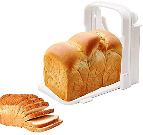 EHOTER Trancheuse À Pain Pliable, Trancheuse Manuelle Réglable, Sandwich/grille-pain Multifonctionnel, Épaisseur Rapidement Pour Pain, Rôti, Sandwich (Blanc)