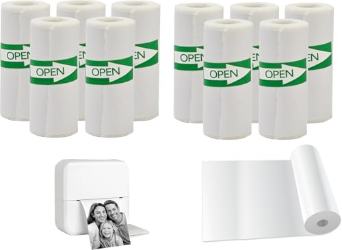 Papp'N'Roll GuKKK Lot de 10 rouleaux de papier pour imprimante thermique, autocollants, sans BPA, compatibles avec Peripage A6, 57 x 30 mm