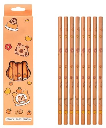 Fankayi 12PCS Capybara Wooden Graphite Pencils, Scented, HB, Cute Cartoon Pattern, Smooth Writing, Perfect for Writing, Drawing, Classroom Rewards, Party Favors