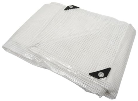 HOME It Telo di copertura impermeabile 10 x 6 m, tessuto 180 g/m², telo di copertura con occhielli, telo impermeabile resistente ai raggi UV, trasparente