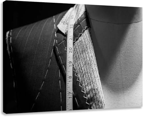 Wall Art Canvas decor Prints Painting Man wearing a suit close up tape measure around neck Nature Pictures Framed for Living Room Bedroom Kitchen Home and Office24x32in