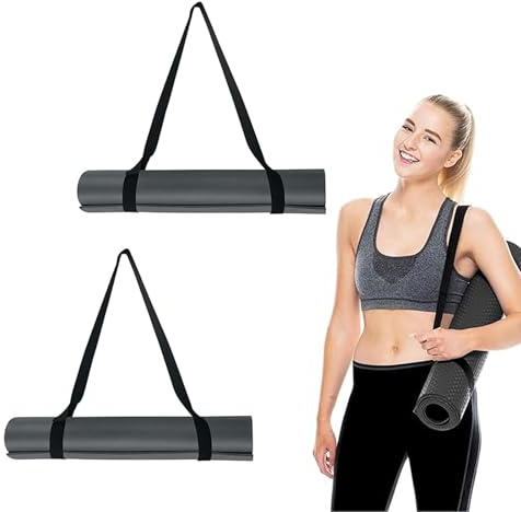 shweehon 2 PCS Yoga Mat Strap for Carrying, Yoga Mat Carrier, Yoga Mat Holder, Black Yoga Mat Straps, for All Mat Sizes Multipurpose Lightweight (Mat Not Included)