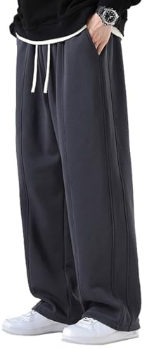 SHAGGA Pantalon de jogging pour homme à jambe droite - Coupe ample - Costume décontracté avec poches pour la course à pied et les entraînements de loisirs, 3XL