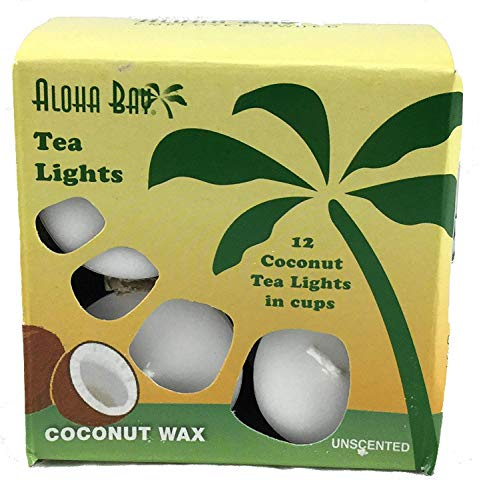 Aloha Bay kokosnöt vaxljus, teljus, doftfri, vit, 12 ljus
