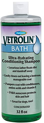Farnam Vetrolin Bath Ultra-Hydrating Shampoo for Horses and Dogs, 32 Ounces