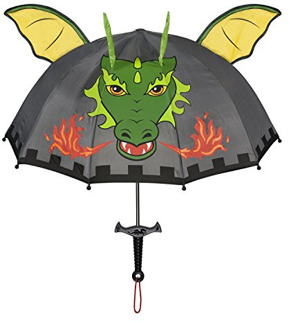 Kidorable Dragon Knight, Grey, One Size for Toddlers and Big Kids, Lightweight Child-Sized Nylon Rain Proof Umbrella