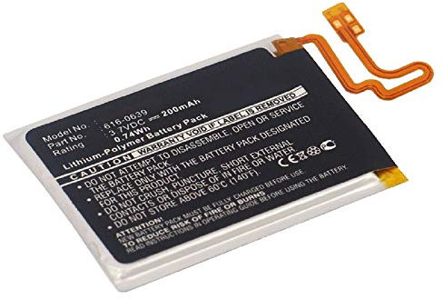 subtel, Batterie pour Lecteur MP3 Compatible avec Apple iPod Nano 7 Gen. - A1446, 7G, 616-0639 (3.7V, 200mAh)