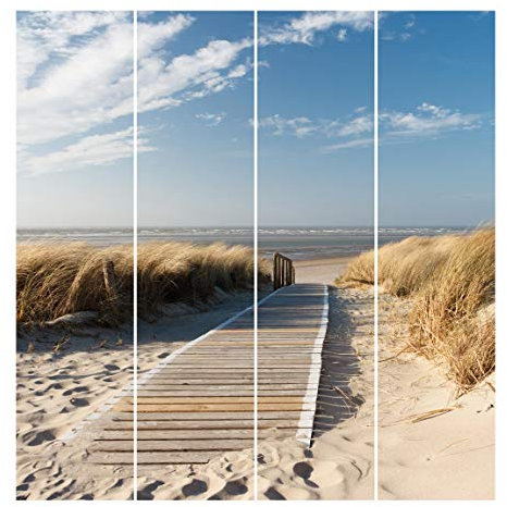Bilderwelten Schiebegardinen Set Ostsee Strand, Deckenhalterung, 250 x 240cm (4X 250x60cm)