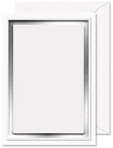 Printable Silver Foil Border Embossed Premier Invitations - Set of 28 5 by 7 Inch Invitations on 65 # Cover Stock, Includes Envelopes, Compatible on Laser and Inkjet Printers