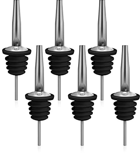 Abeillo Bottle Speed Pourers for Spirits, 6Pcs Stainless Steel Liquor Spirits Pourer Bar Accessories Bottle Dispenser for Wine Spirits Alcohol Olive Oil Syrup Vinegar Bottles