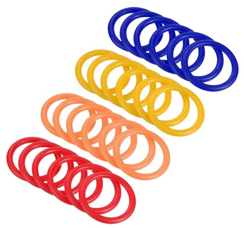 PATIKIL Carnaval Lancer Anneaux Anneaux 4cm ID, 24 Paquet Plastique Cerceau pour Externe Fête Jeu Faveur Cabine (Bleu, Orange,Rouge, Jaune)
