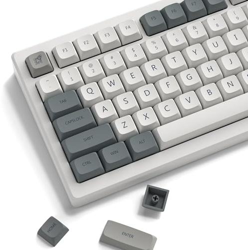 dagaladoo Retro keycaps Japanese Style Double Shot PBT Keycaps Set dye Sublimation Custom Key caps 139keys Grey XDA Profile Key caps Keyboard for Gateron MX Switches Mechanical Keyboard