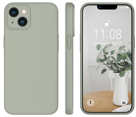WXX für iPhone 14 Hülle Silikon Case, Handyhülle für iPhone 14 Ultra Dünn mit Microfiber, Flüssig Silikon Gel Gummi Kratzfeste Schutzhülle Matt Hülle für iPhone 14 6.1'' 2022 Kupfer Grün