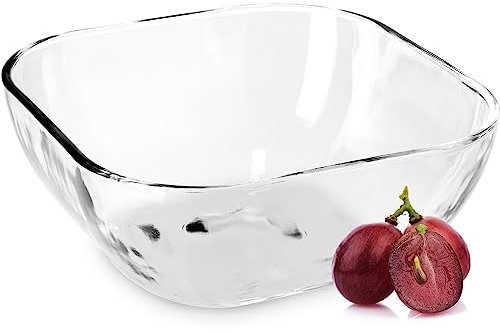 KADAX Glasschüssel, eckige Obstschale aus robustem Glas, Salatschüssel in 3 verschiedenen Größen, Spülmaschinenfeste Glasschale, transparente Snackschale für Obst (16cm, 2, stück)