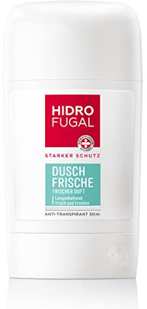 Hidrofugal Bâton de douche frais (50 ml), anti-transpirant au parfum frais pour une sensation de fraîcheur dans la douche, stick déodorant avec une forte protection anti-transpirante et un parfum