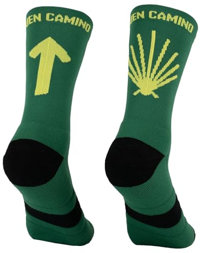 PERRO LOCO CLOTHES Camino de Santiago Calzini Anti-Vesciche Anti-Odore Compressivo Traspirante Compressione. (IT, Numero, 46, 48, Verde)