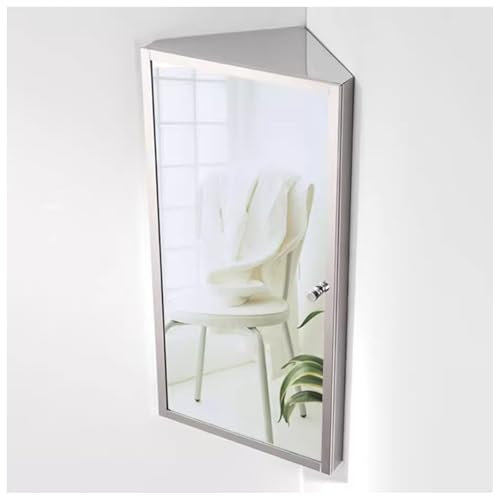 LYCDPYCD Armoire de Toilette d'angle Armoire Salle de Bain Miroirs Armoire de Toilette Triangulaire Murale en INOX Petite Armoire de Toilette de Salle de Bain Armoire Suspendue avec Miroirs