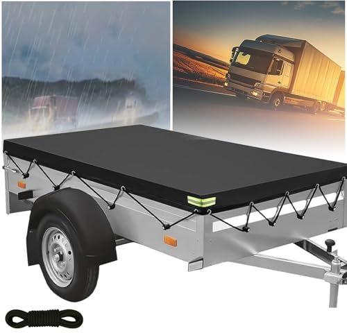 alouweekuky Telone per rimorchio in PVC 600D, 214 x 122 x 13 cm, materiale di copertura, con occhielli riflettenti per 750 kg